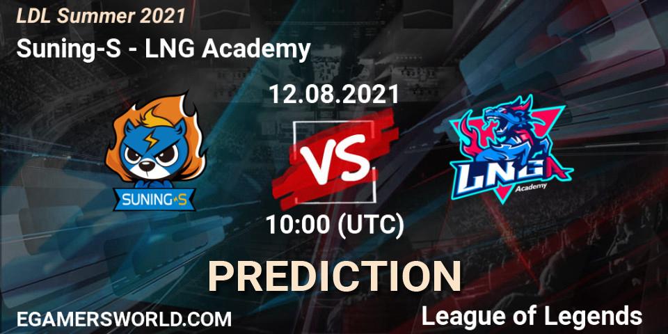 Pronóstico Suning-S - LNG Academy. 12.08.21, LoL, LDL Summer 2021