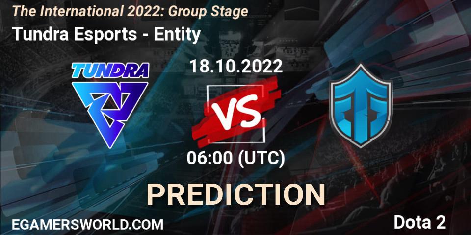 Pronóstico Tundra Esports - Entity. 18.10.2022 at 06:17, Dota 2, The International 2022: Group Stage