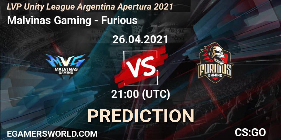 Pronóstico Malvinas Gaming - Furious. 26.04.21, CS2 (CS:GO), LVP Unity League Argentina Apertura 2021