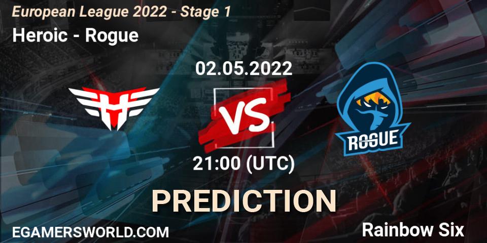Pronóstico Heroic - Rogue. 02.05.2022 at 19:45, Rainbow Six, European League 2022 - Stage 1