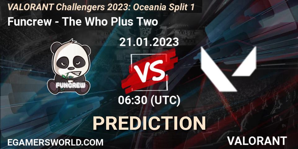 Pronóstico Funcrew - The Who Plus Two. 21.01.2023 at 06:30, VALORANT, VALORANT Challengers 2023: Oceania Split 1