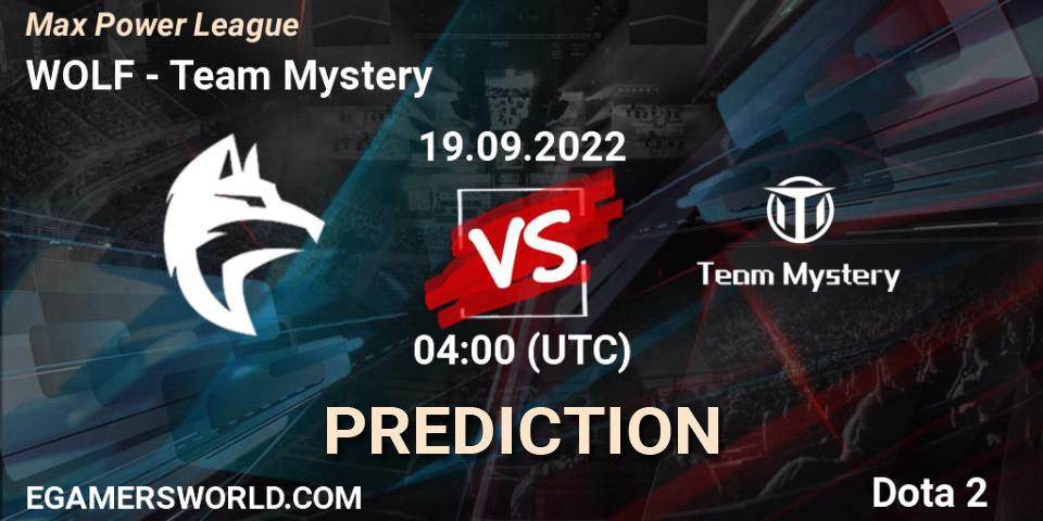 Pronóstico WOLF - Team Mystery. 19.09.2022 at 03:58, Dota 2, Max Power League