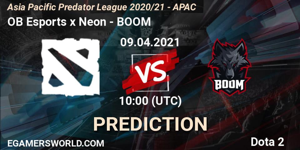 Pronóstico OB Esports x Neon - BOOM. 09.04.2021 at 09:09, Dota 2, Asia Pacific Predator League 2020/21 - APAC