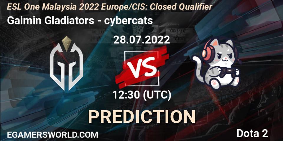 Pronóstico Gaimin Gladiators - cybercats. 28.07.2022 at 12:30, Dota 2, ESL One Malaysia 2022 Europe/CIS: Closed Qualifier