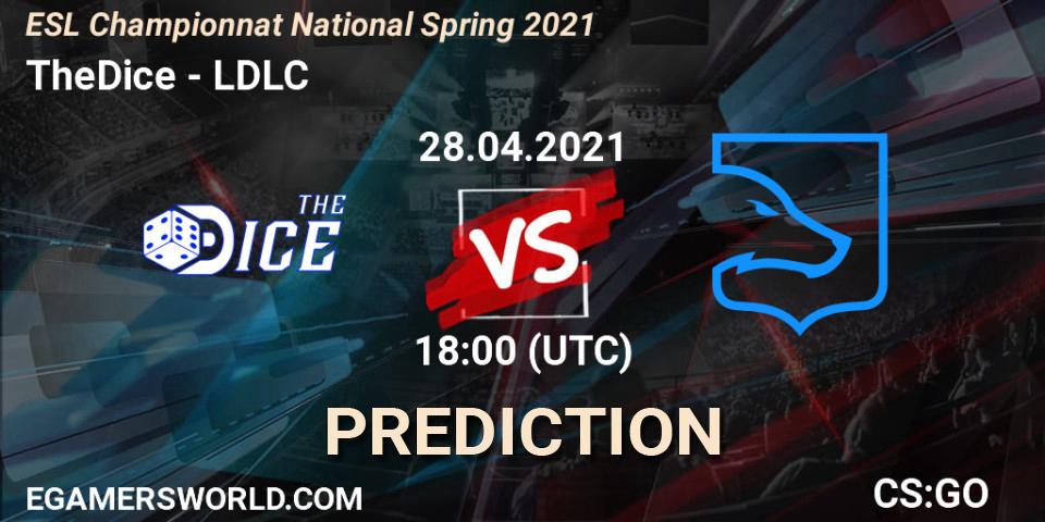 Pronóstico TheDice - LDLC. 28.04.2021 at 18:00, Counter-Strike (CS2), ESL Championnat National Spring 2021