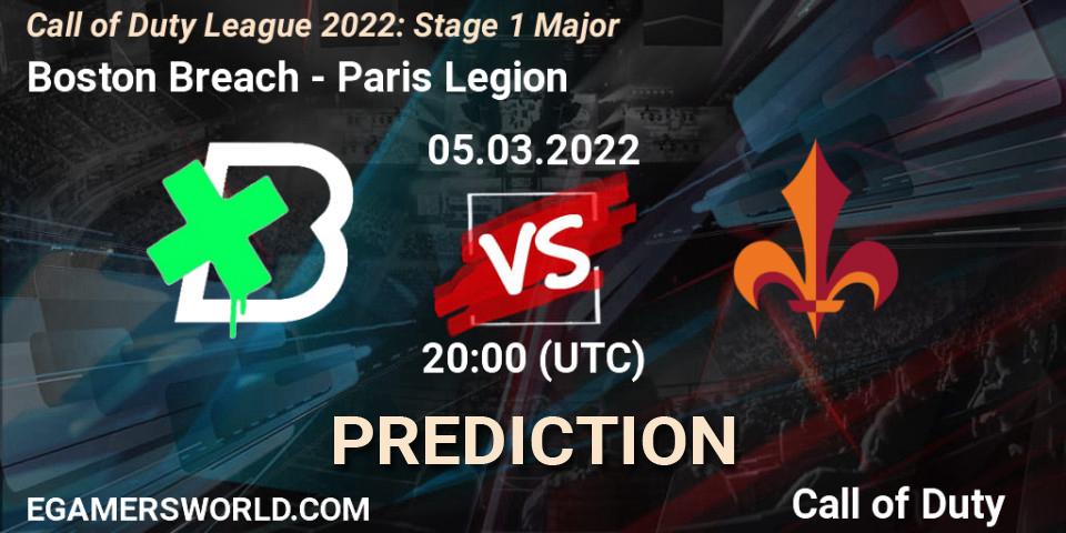 Pronóstico Boston Breach - Paris Legion. 05.03.2022 at 20:00, Call of Duty, Call of Duty League 2022: Stage 1 Major
