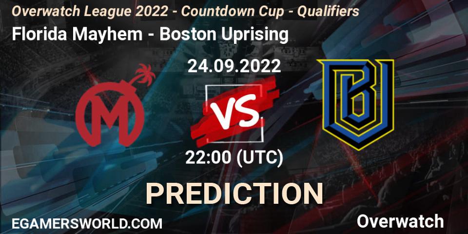 Pronóstico Florida Mayhem - Boston Uprising. 24.09.2022 at 22:00, Overwatch, Overwatch League 2022 - Countdown Cup - Qualifiers