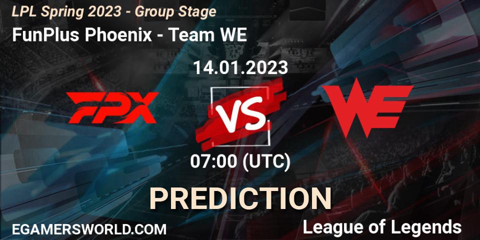 Pronóstico FunPlus Phoenix - Team WE. 14.01.2023 at 07:00, LoL, LPL Spring 2023 - Group Stage