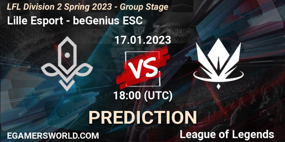 Pronóstico Lille Esport - beGenius ESC. 17.01.2023 at 18:00, LoL, LFL Division 2 Spring 2023 - Group Stage
