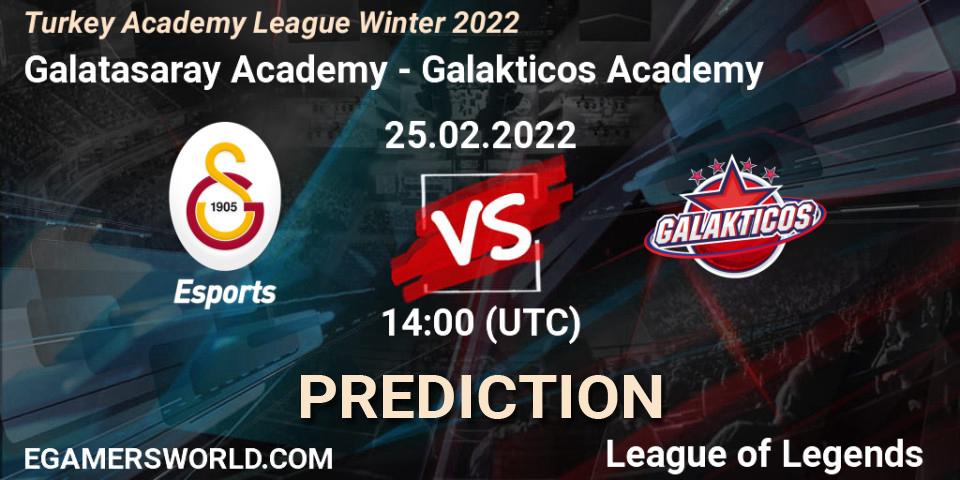 Pronóstico Galatasaray Academy - Galakticos Academy. 25.02.2022 at 14:00, LoL, Turkey Academy League Winter 2022