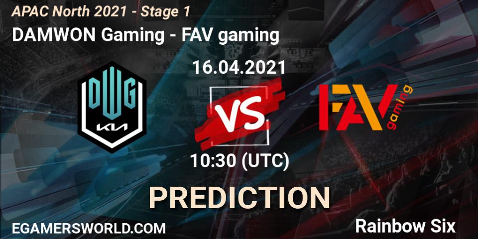Pronóstico DAMWON Gaming - FAV gaming. 16.04.2021 at 10:30, Rainbow Six, APAC North 2021 - Stage 1