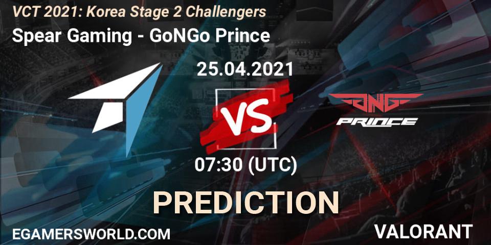 Pronóstico Spear Gaming - GoNGo Prince. 25.04.2021 at 07:30, VALORANT, VCT 2021: Korea Stage 2 Challengers