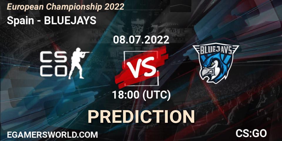 Pronóstico Spain - BLUEJAYS. 08.07.2022 at 17:30, Counter-Strike (CS2), European Championship 2022
