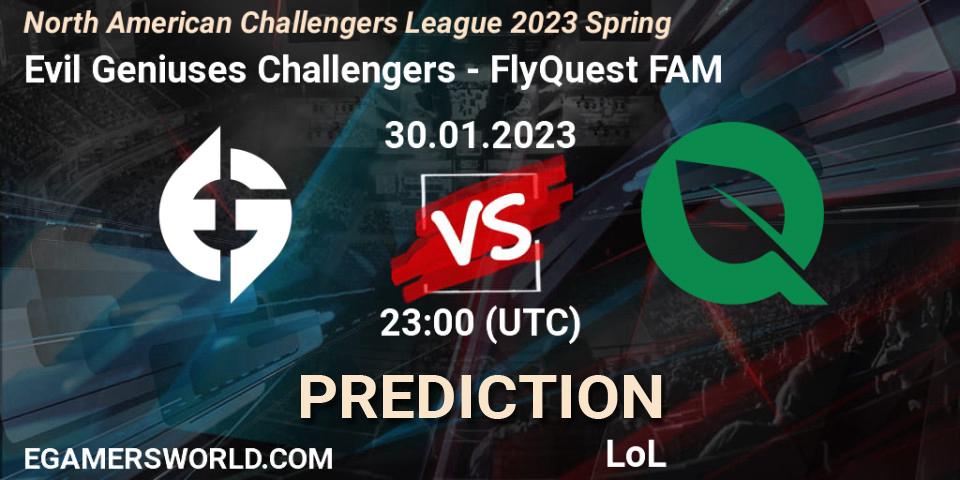 Pronóstico Evil Geniuses Challengers - FlyQuest FAM. 30.01.23, LoL, NACL 2023 Spring - Group Stage