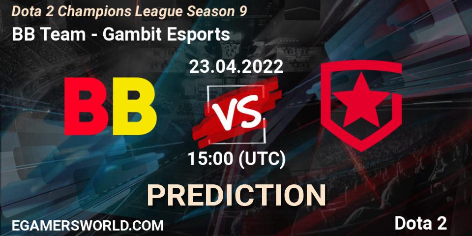 Pronóstico BB Team - Gambit Esports. 23.04.2022 at 15:01, Dota 2, Dota 2 Champions League Season 9