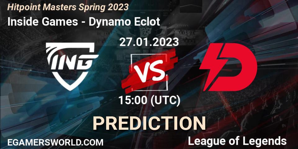 Pronóstico Inside Games - Dynamo Eclot. 27.01.2023 at 16:00, LoL, Hitpoint Masters Spring 2023