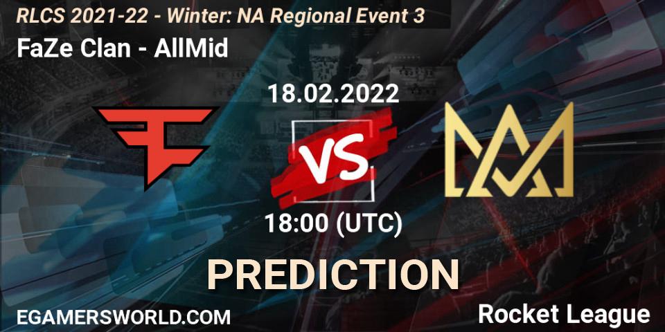 Pronóstico FaZe Clan - AllMid. 18.02.2022 at 18:00, Rocket League, RLCS 2021-22 - Winter: NA Regional Event 3