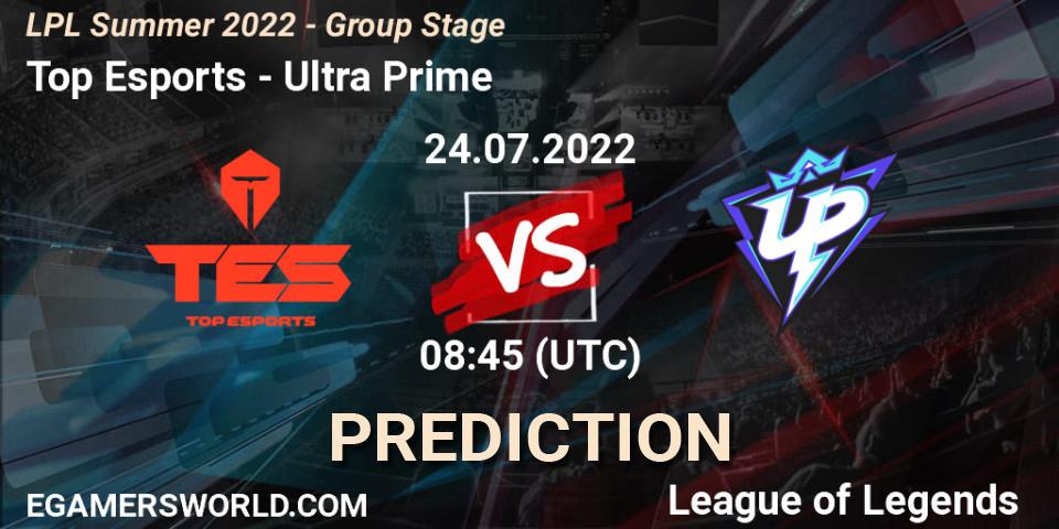 Pronóstico Top Esports - Ultra Prime. 24.07.2022 at 09:00, LoL, LPL Summer 2022 - Group Stage
