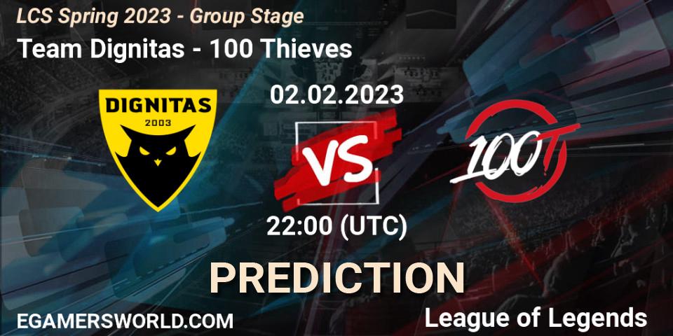 Pronóstico Team Dignitas - 100 Thieves. 03.02.2023 at 00:00, LoL, LCS Spring 2023 - Group Stage