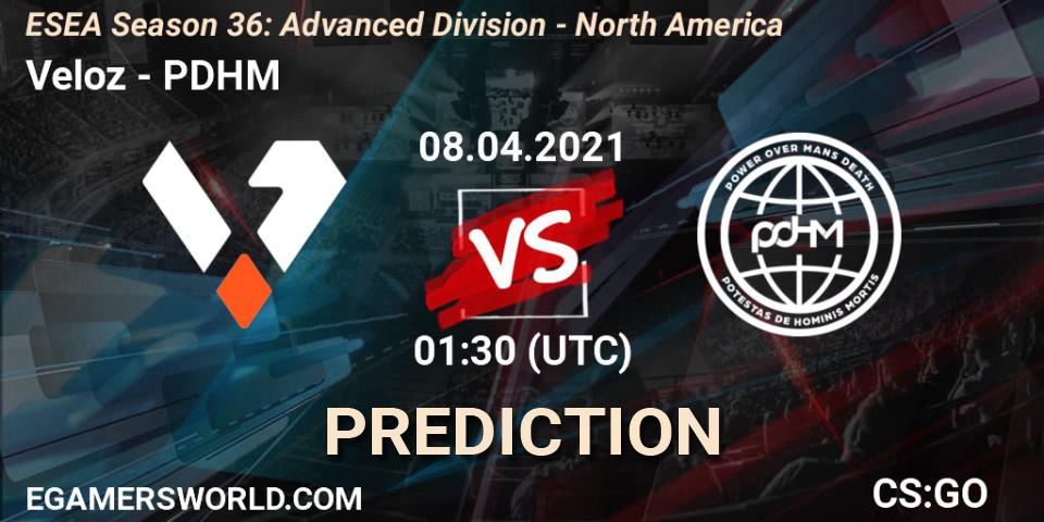Pronóstico Veloz - PDHM. 08.04.2021 at 01:30, Counter-Strike (CS2), ESEA Season 36: Advanced Division - North America
