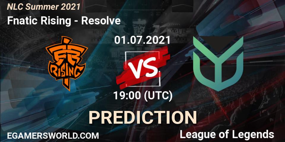 Pronóstico Fnatic Rising - Resolve. 01.07.2021 at 19:00, LoL, NLC Summer 2021