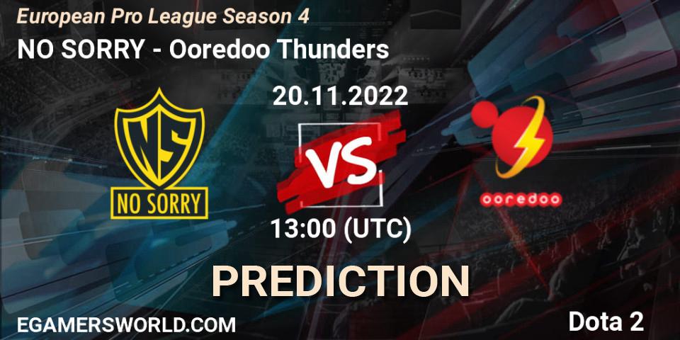 Pronóstico NO SORRY - Ooredoo Thunders. 20.11.2022 at 13:06, Dota 2, European Pro League Season 4