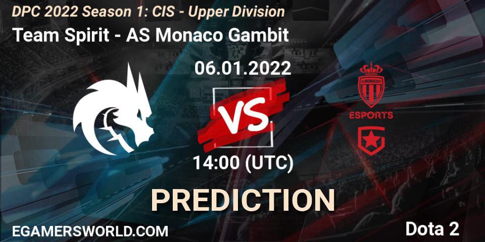 Pronóstico Team Spirit - AS Monaco Gambit. 06.01.22, Dota 2, DPC 2022 Season 1: CIS - Upper Division