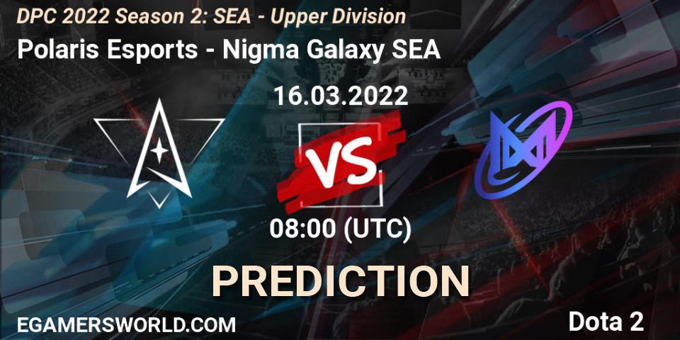 Pronóstico Polaris Esports - Nigma Galaxy SEA. 16.03.2022 at 07:20, Dota 2, DPC 2021/2022 Tour 2 (Season 2): SEA Division I (Upper)