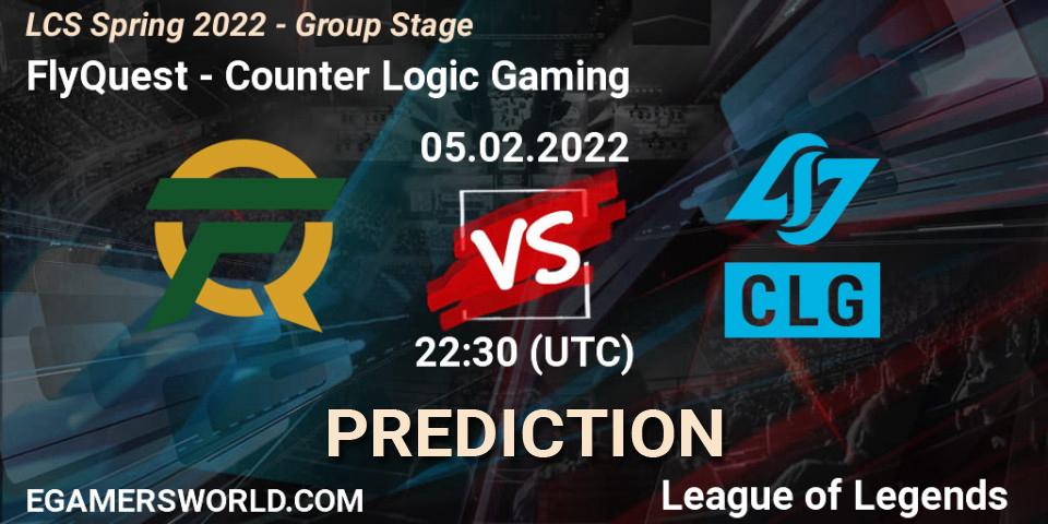 Pronóstico FlyQuest - Counter Logic Gaming. 05.02.2022 at 22:30, LoL, LCS Spring 2022 - Group Stage