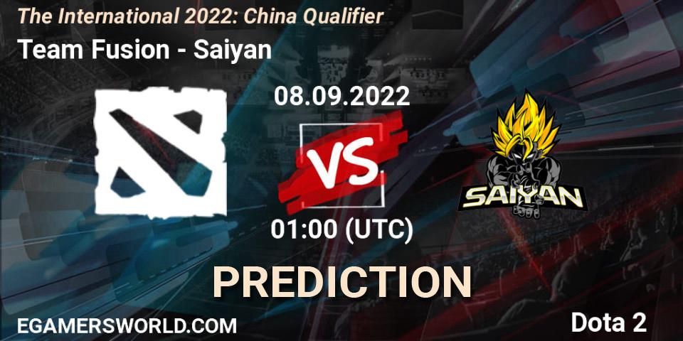 Pronóstico Team Fusion - Saiyan. 08.09.2022 at 01:03, Dota 2, The International 2022: China Qualifier