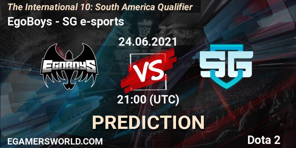 Pronóstico EgoBoys - SG e-sports. 24.06.2021 at 19:53, Dota 2, The International 10: South America Qualifier