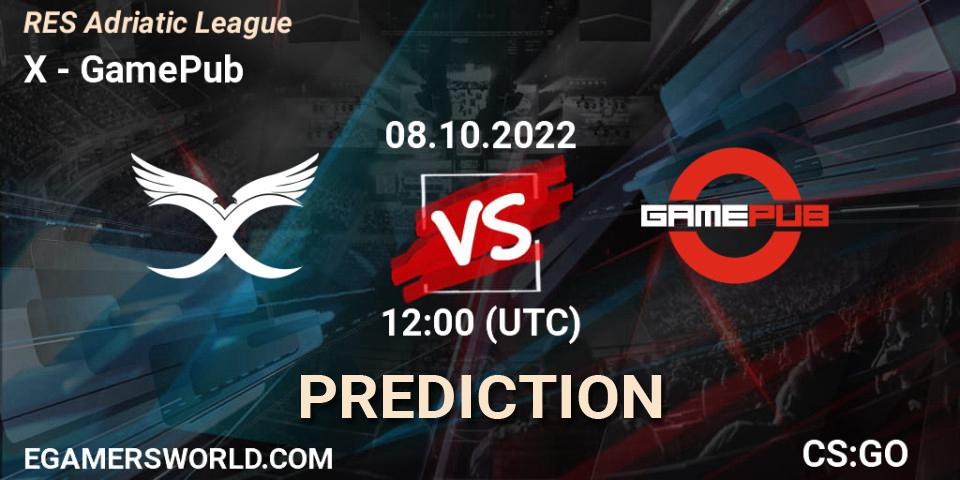 Pronóstico X - GamePub. 08.10.2022 at 12:00, Counter-Strike (CS2), RES Adriatic League