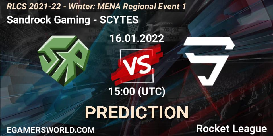 Pronóstico Sandrock Gaming - SCYTES. 16.01.2022 at 15:00, Rocket League, RLCS 2021-22 - Winter: MENA Regional Event 1