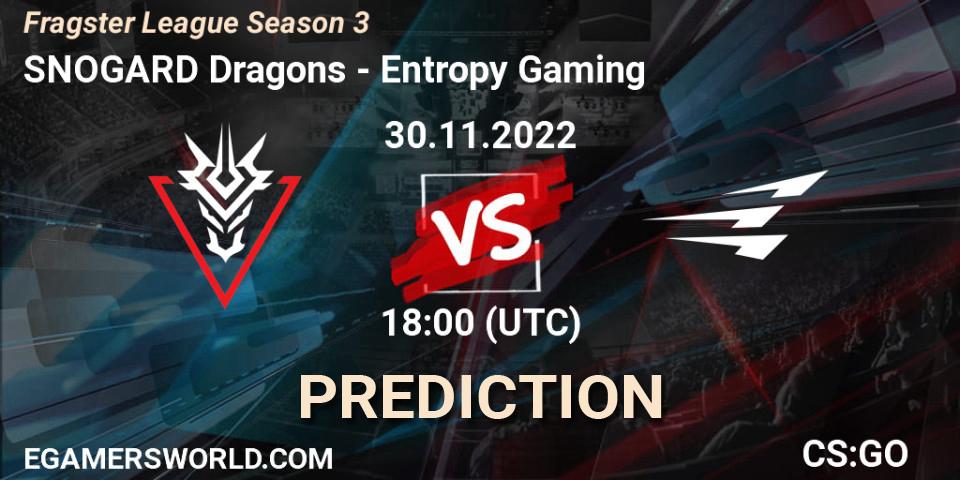Pronóstico SNOGARD Dragons - Entropy Gaming. 30.11.2022 at 18:00, Counter-Strike (CS2), Fragster League Season 3