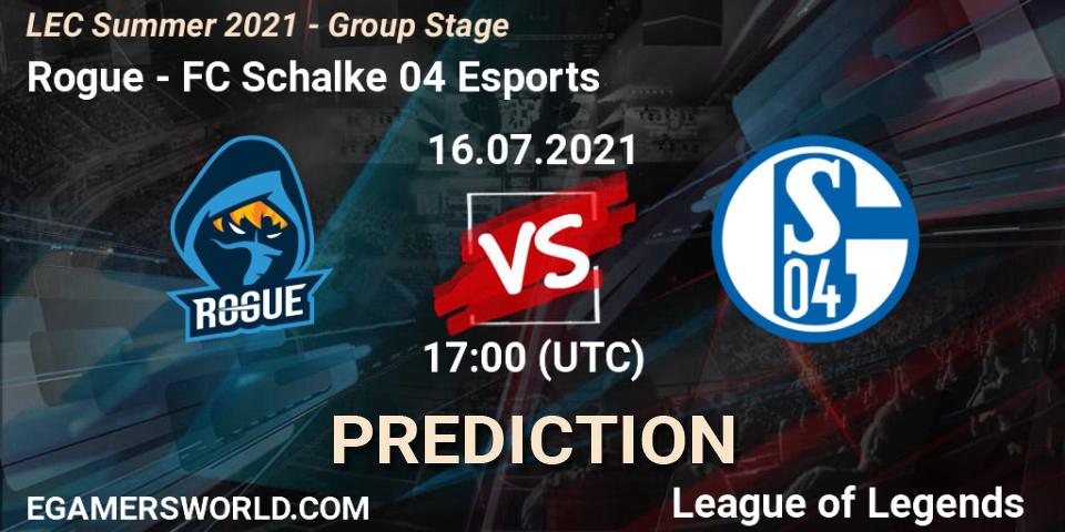 Pronóstico Rogue - FC Schalke 04 Esports. 16.07.21, LoL, LEC Summer 2021 - Group Stage