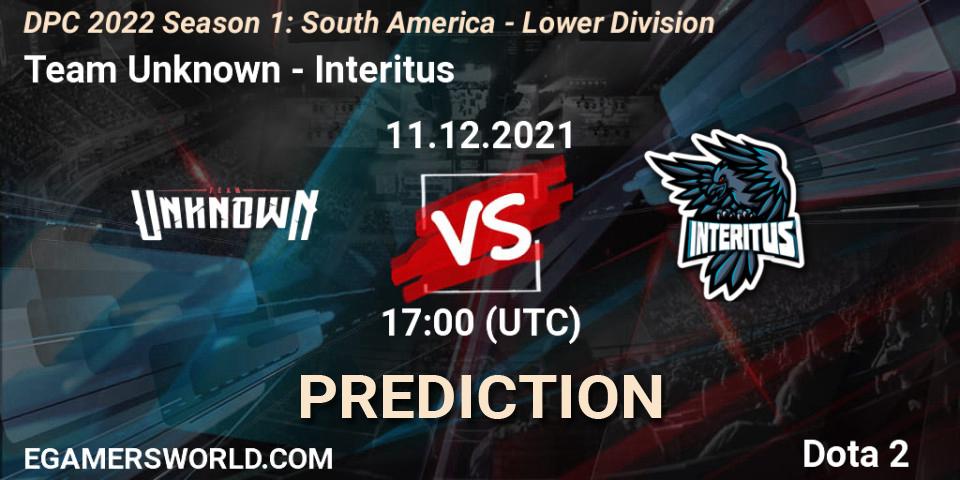 Pronóstico Team Unknown - Interitus. 11.12.21, Dota 2, DPC 2022 Season 1: South America - Lower Division
