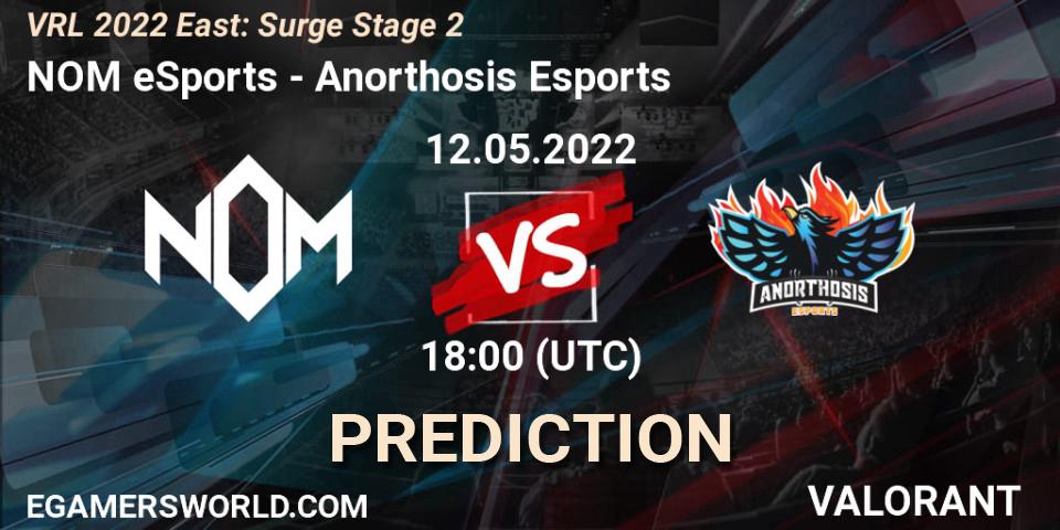 Pronóstico NOM eSports - Anorthosis Esports. 12.05.2022 at 18:45, VALORANT, VRL 2022 East: Surge Stage 2