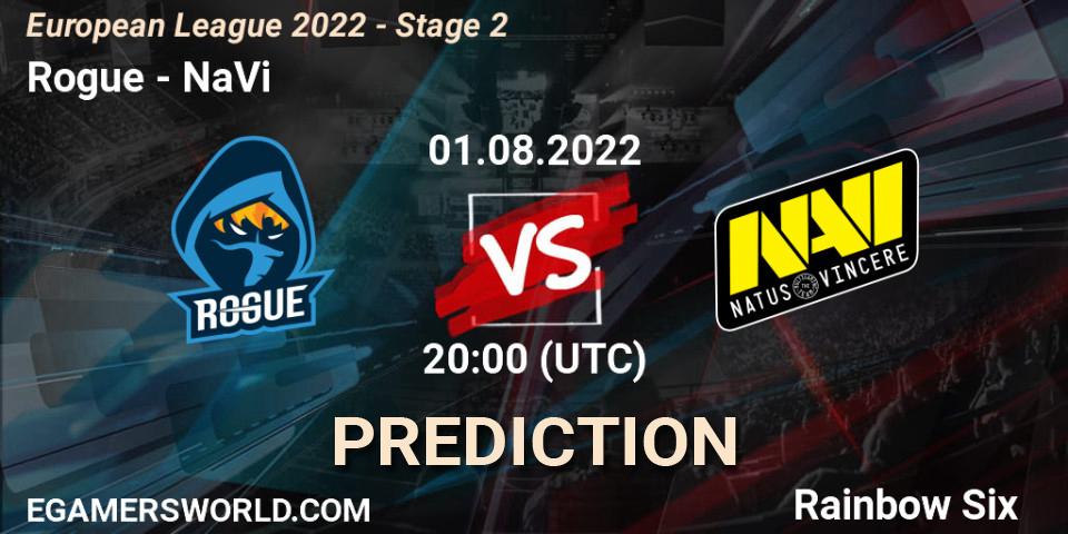 Pronóstico Rogue - NaVi. 01.08.22, Rainbow Six, European League 2022 - Stage 2