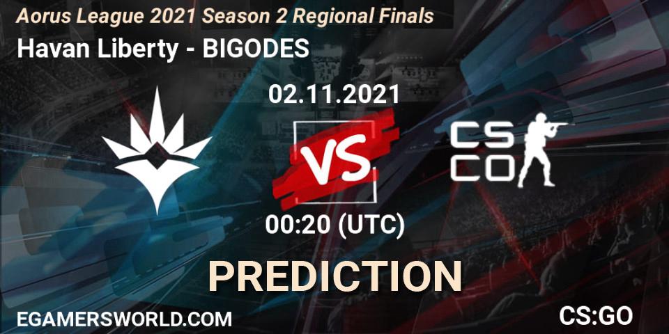 Pronóstico Havan Liberty - BIGODES. 02.11.2021 at 00:10, Counter-Strike (CS2), Aorus League 2021 Season 2 Regional Finals