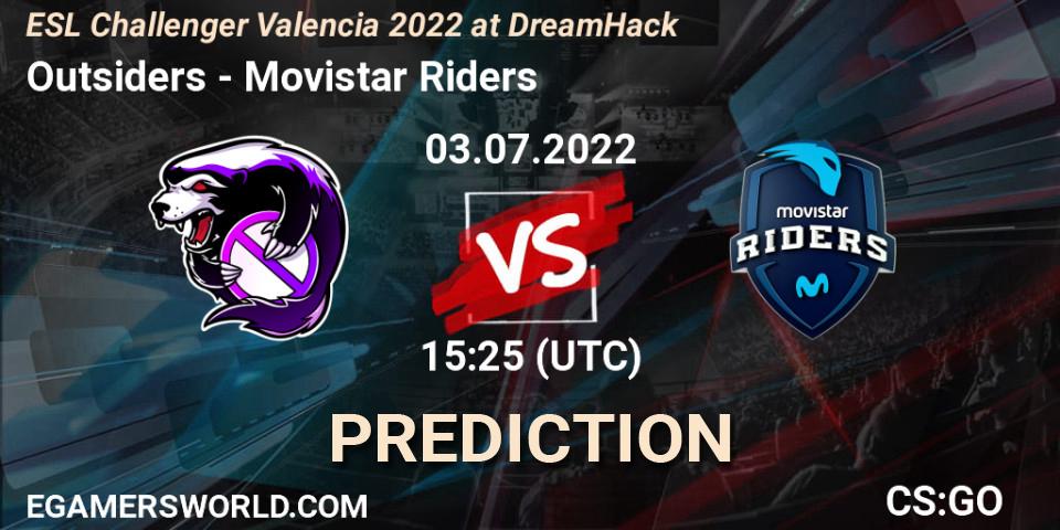 Pronóstico Outsiders - Movistar Riders. 03.07.2022 at 15:25, Counter-Strike (CS2), ESL Challenger Valencia 2022 at DreamHack