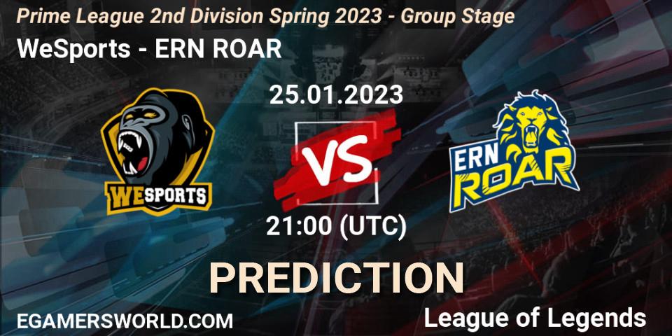 Pronóstico WeSports - ERN ROAR. 25.01.2023 at 21:00, LoL, Prime League 2nd Division Spring 2023 - Group Stage