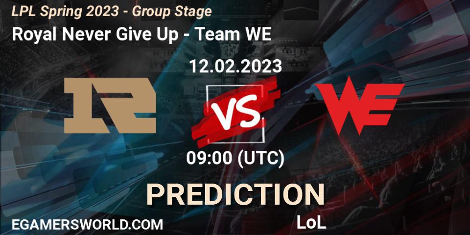 Pronóstico Royal Never Give Up - Team WE. 12.02.2023 at 10:00, LoL, LPL Spring 2023 - Group Stage