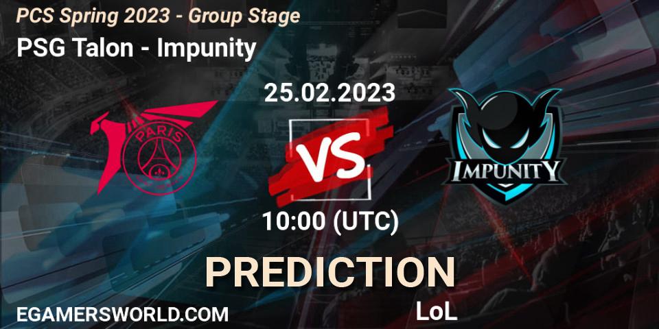 Pronóstico PSG Talon - Impunity. 12.02.2023 at 11:00, LoL, PCS Spring 2023 - Group Stage