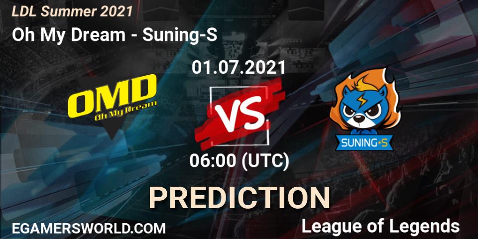 Pronóstico Oh My Dream - Suning-S. 01.07.2021 at 06:00, LoL, LDL Summer 2021