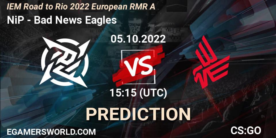 Pronóstico NiP - Bad News Eagles. 05.10.2022 at 15:35, Counter-Strike (CS2), IEM Road to Rio 2022 European RMR A
