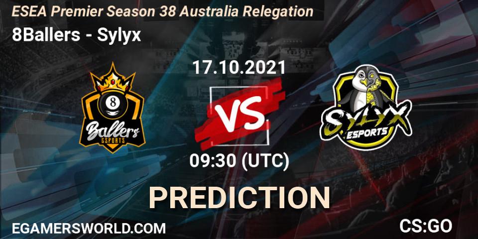 Pronóstico 8Ballers - Sylyx. 17.10.2021 at 09:30, Counter-Strike (CS2), ESEA Premier Season 38 Australia Relegation