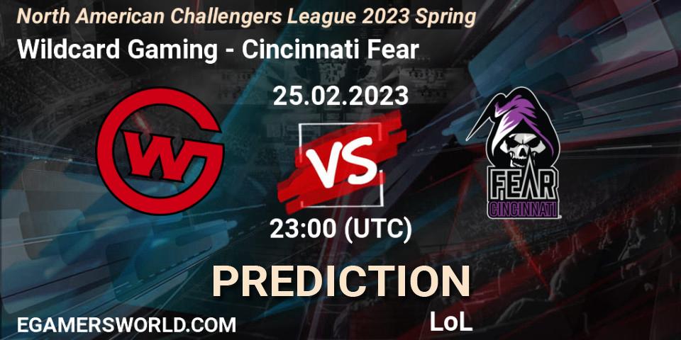 Pronóstico Wildcard Gaming - Cincinnati Fear. 25.02.2023 at 23:00, LoL, NACL 2023 Spring - Group Stage