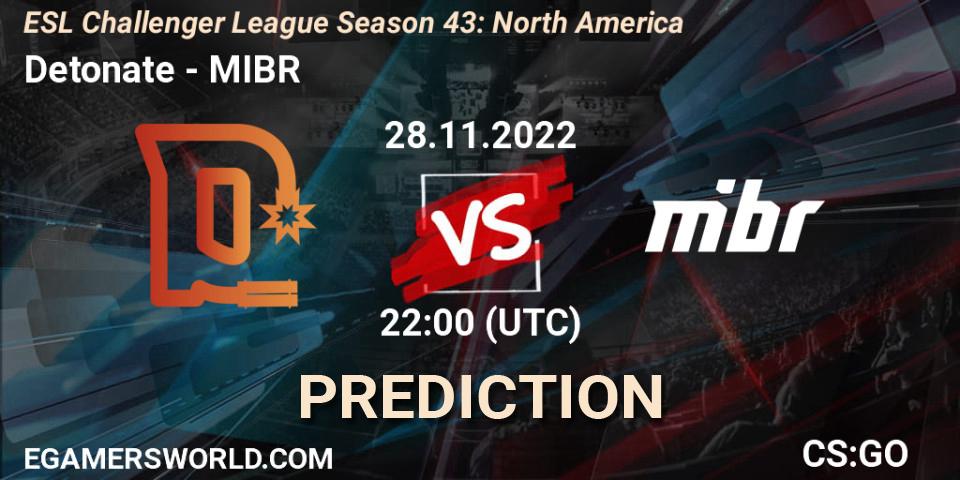 Pronóstico Detonate - MIBR. 28.11.22, CS2 (CS:GO), ESL Challenger League Season 43: North America