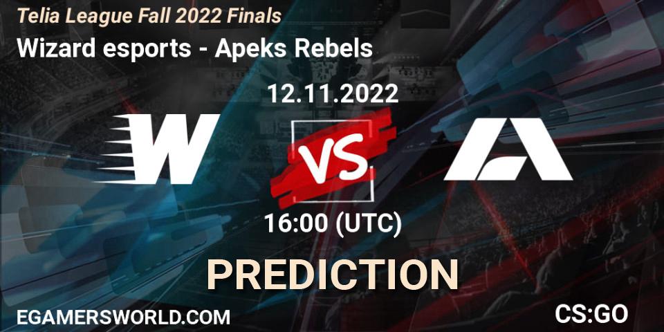 Pronóstico Wizard esports - Apeks Rebels. 12.11.2022 at 16:00, Counter-Strike (CS2), Telia League Fall 2022 Finals