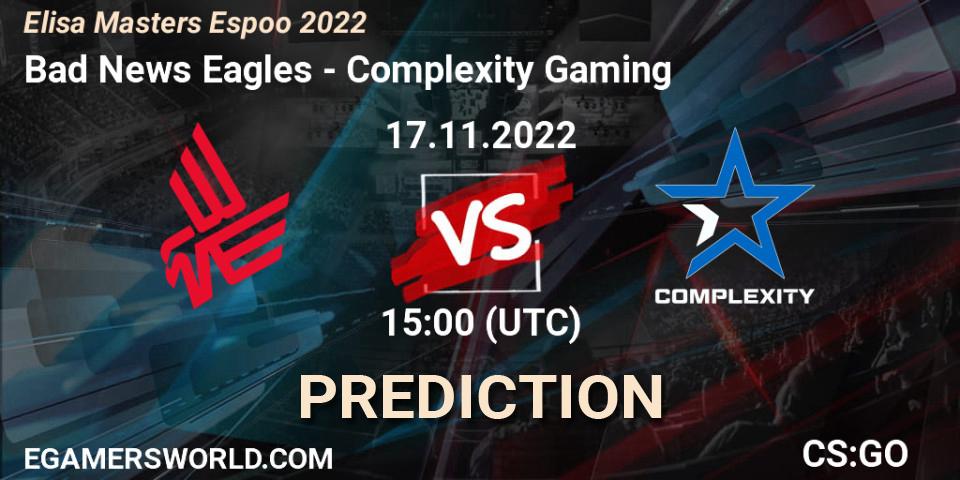 Pronóstico Bad News Eagles - Complexity Gaming. 17.11.22, CS2 (CS:GO), Elisa Masters Espoo 2022